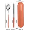 Set di Posate in Acciaio Inossidabile 304: Forchetta, Cucchiaio, Bacchette con Scatola a Strisce Verticali per Viaggio, Campeggio, Uso Studentesco
