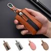 Large Capacity Leather Key Case Zipper Closure Keychain Holder Stylish Car Key Bag  Unisex