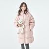 KeChu 2025 Winter Girls' Parent-Child Mid-Length Down Jacket with Three-Proof Fabric and Toast Design