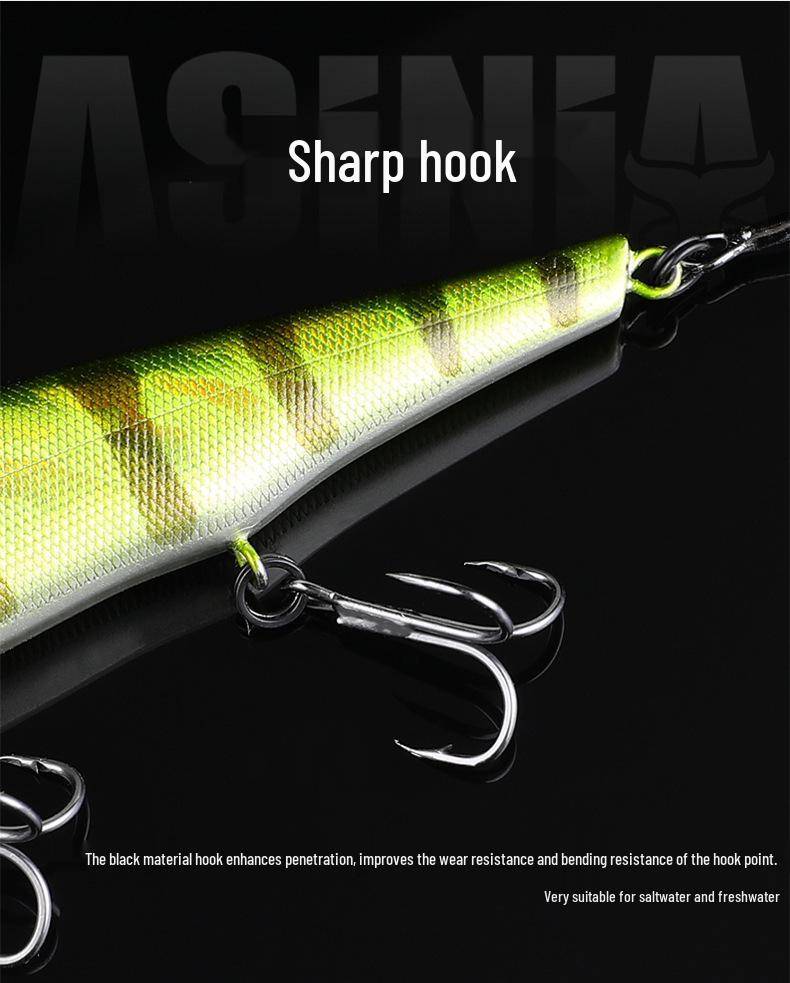 Green Ball 111mm, 15g Long-Cast Sinking Minnow: Rattling Hard Bait for Bass, Pike, Perch - Free Shipping