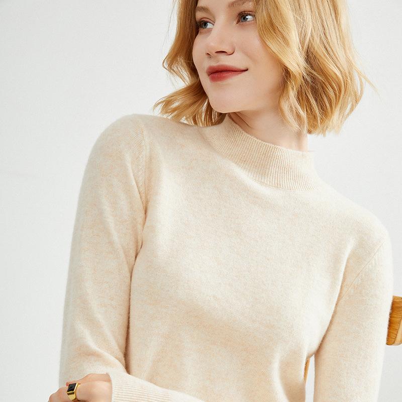 DAFIFY Women's Fashion Casual Fall Winter Solid Color Print Long Sleeve Half Turtleneck Sweaters