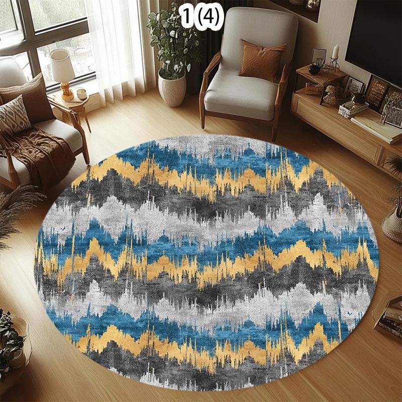 

Nordic Geometric Round Rug Modern Abstract Irregular Stripes Carpet Minimalist Home Decor Soft Non-Slip Floormat for Living Room 100cm