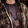Luxury Tibetan Handmade Dzi Bead Pendant Necklace with Adjustable Cotton Rope