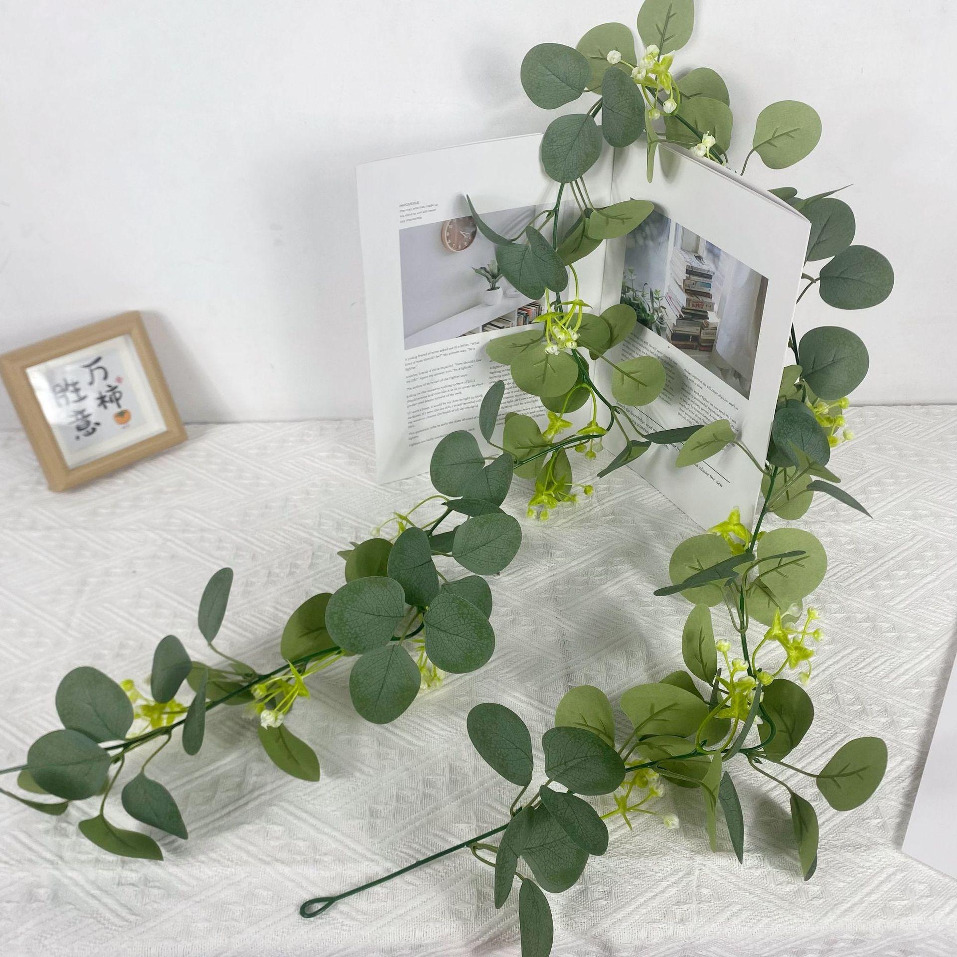 

Искусственная имитация зеленого растения лиана 52 сетка эвкалипт листья монетки лиана лист эвкалипта украшение для дома