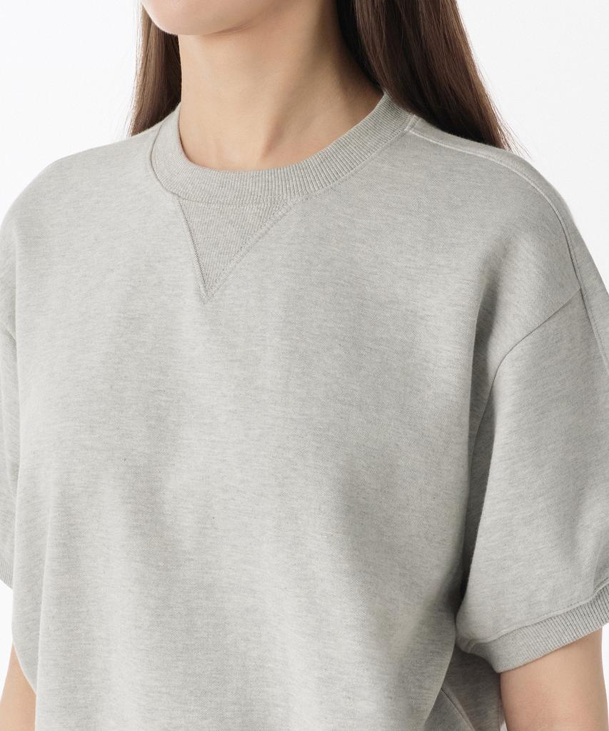 MUSINSA STANDARD WOMAN Women'S Double Knit Short Sleeve Sweatshirt [Medium Grey]