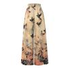Women's High Waist Wide Leg Pants with Pockets Floral Print Casual Long Trousers Elastic Waistband Drawstring Closure