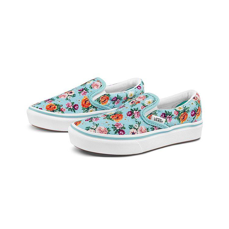 Vans Slip-On Canvas Casual Printed Lightweight Low-Top Kids Skate Shoes Kids sneaker Blue VN0A4U1S7U7
