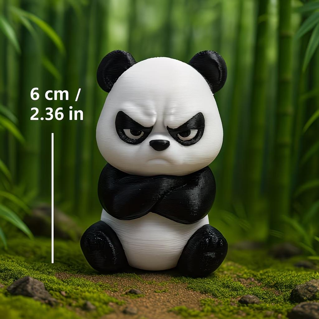 Xiaomi Angry Panda Statue Funny 3D Printed Grumpy Panda Figurine Novelty Animal Desktop Ornament for Home Office Decoration