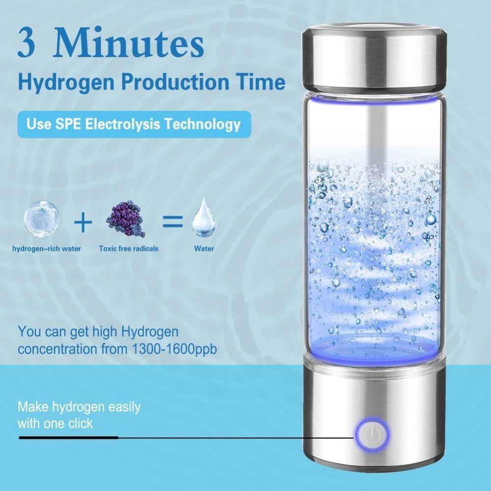 Portable Hydrogen Water Bottle Generator Glass Balanced pH Hydrogen Water Cup  Daily Drinking