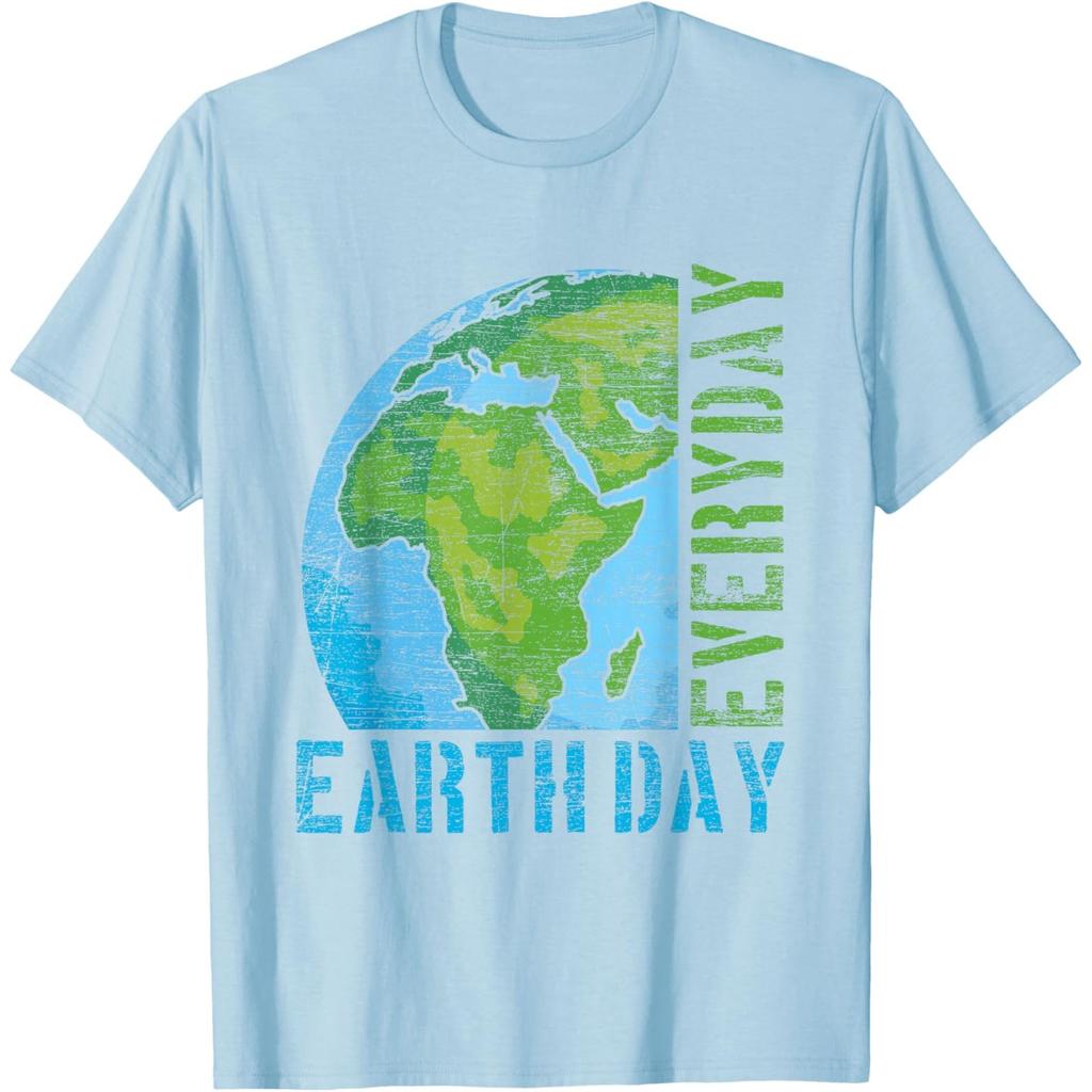 Everyday Earth Day Graphic Tee Distressed Print Casual Short Sleeve T-Shirt for Unisex