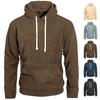 Men's Solid Color Loose Fit Polar Fleece Hooded Sweatshirt, Casual Sports Commute Pullover Hoodie with Pockets for Autumn Winter