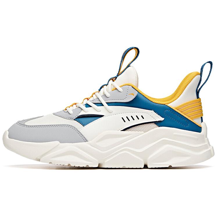 New Anta Life Collection Cushioned Anti Slip Wear Resistant Breathable Lightweight Low Top Casual Shoes Men's Blue Yellow 912038820-5