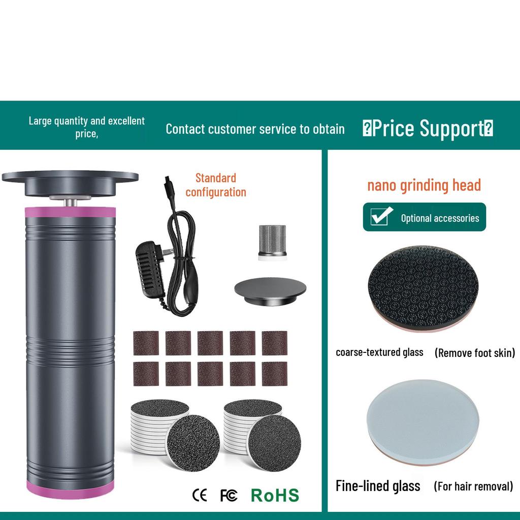 Rechargeable Electric Foot Scrubber & Grinder with Screen Display - Dual Function Pedicure/Manicure Tool with New Metal Body