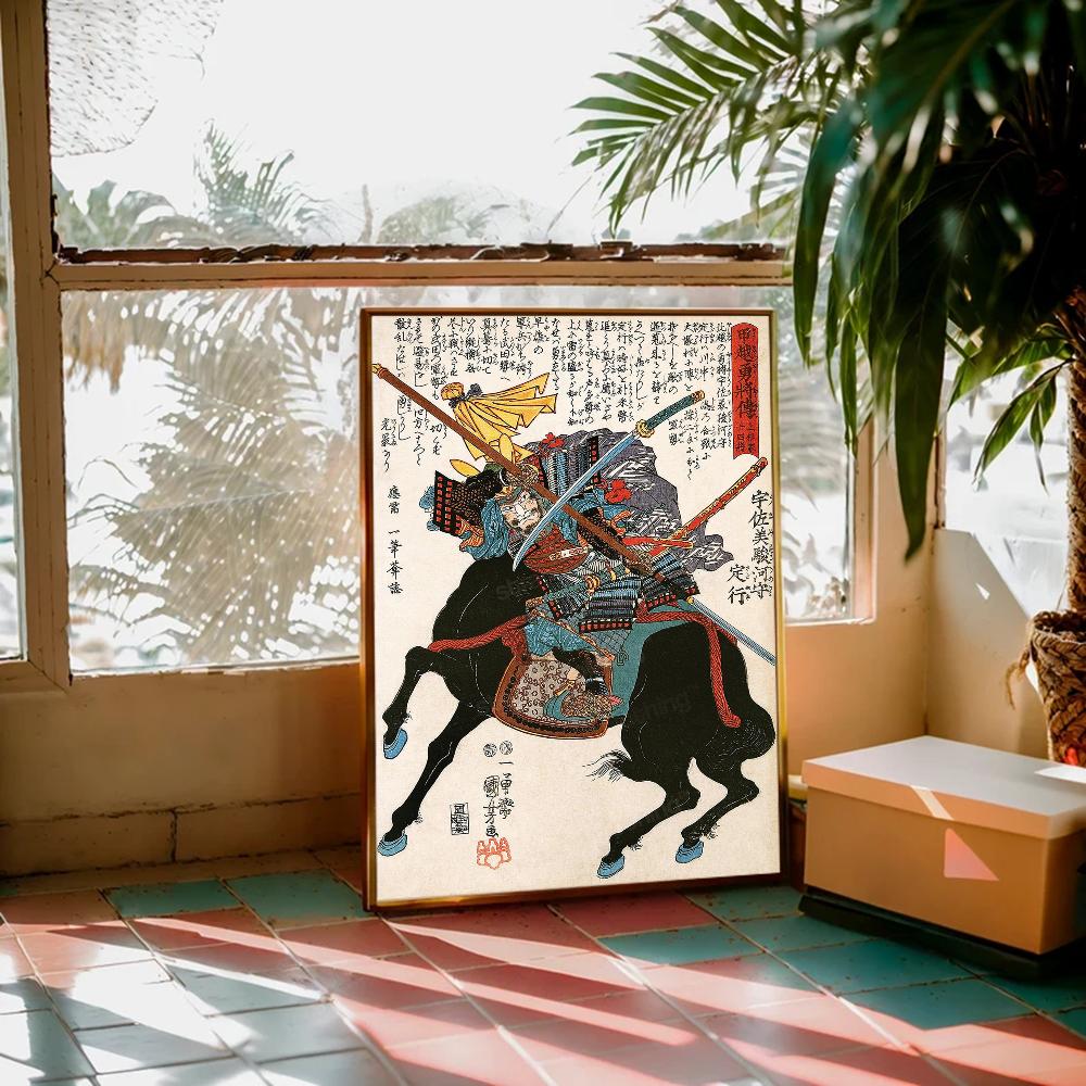 Vintage Japonské Umění Ukiyo-e DIY Samolepicí Plakát Luxusní Samolepka na Zeď pro Obývací Pokoj Bar Dekorace Zdi