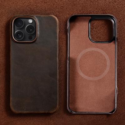 For Magsafe Case for iPhone 15 16 Pro Max Promax 16Pro 15Pro Retro Luxury Genuine PULL-UP Leather Back Cover