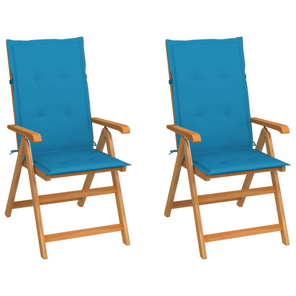 Chaises de jardin lot de 2 et coussins  Bois de teck