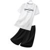 Ensemble de Sport en Soie Glacée pour Homme Été Col Rond Séchage Rapide Manches Courtes Coupe Ample Deux Pièces