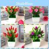 Lily Cherry Plastic Blossom Rose Flowers Potted Plant For Decor Home