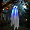 Yousheng Halloweenská závěsná dekorace duch Dynamický hororový efekt Snadná instalace Svítící závěsný duch Vnitřní venkovní ozdoba