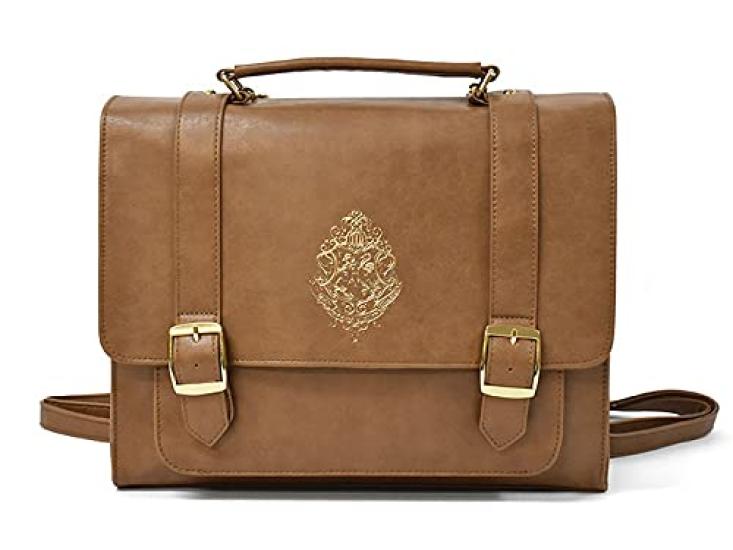 

Harry Potter Backpack Bag Goods for Women FLAPPER Hogwarts Logo Faux Leather 3way Satchel Bag (BROWN)
