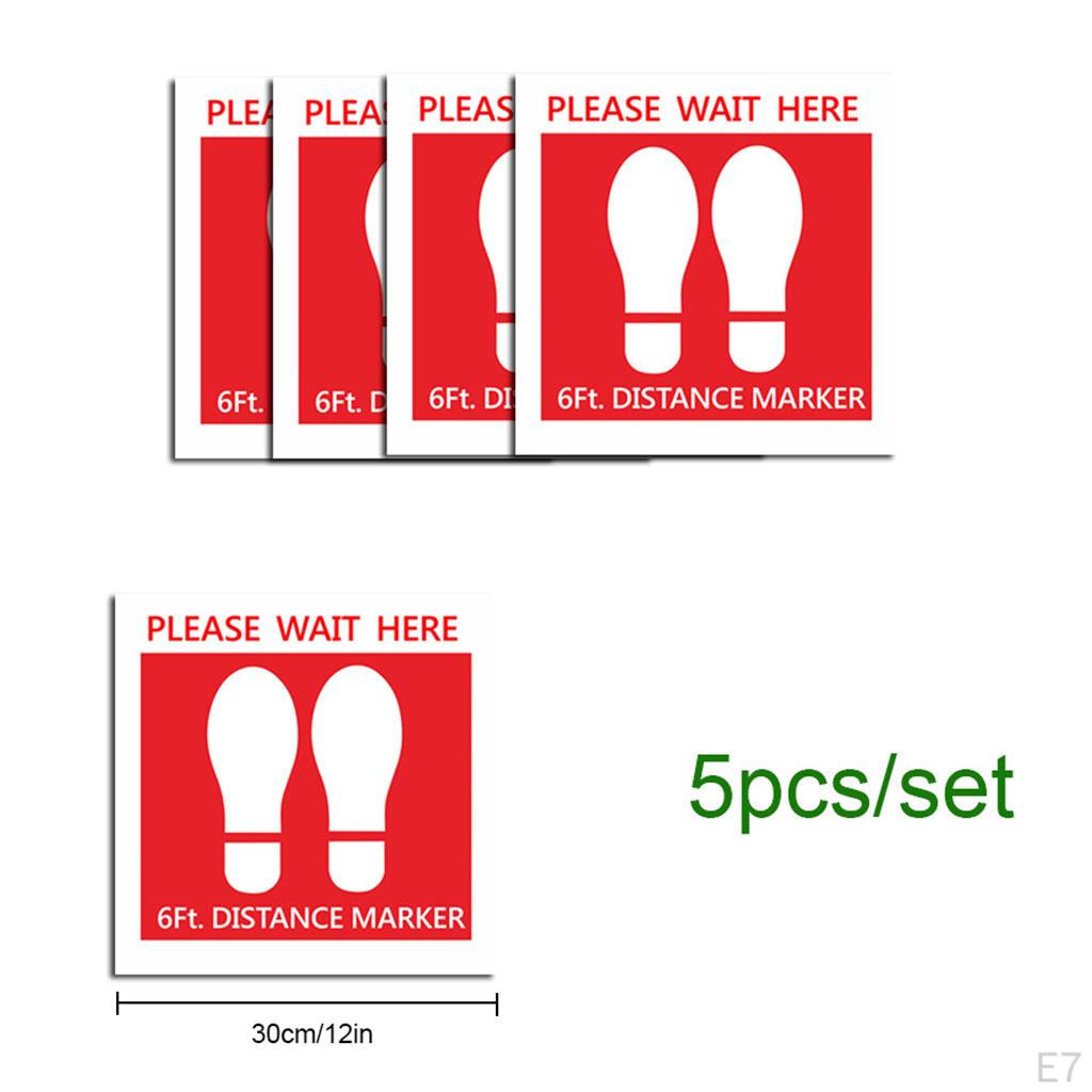 5 Pieces Distancing Floor Decal Stickers, Foot Wall Notice Warning for Business CDC Shop