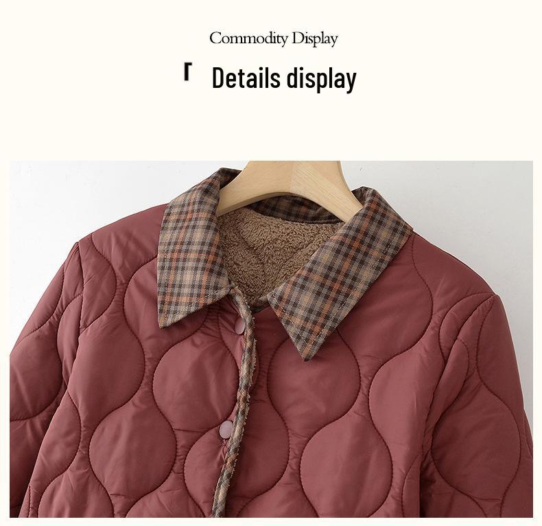 Stylish Velvet-Lined Cotton Jacket for Middle-Aged & Elderly Women - 2025 Autumn/Winter Collection