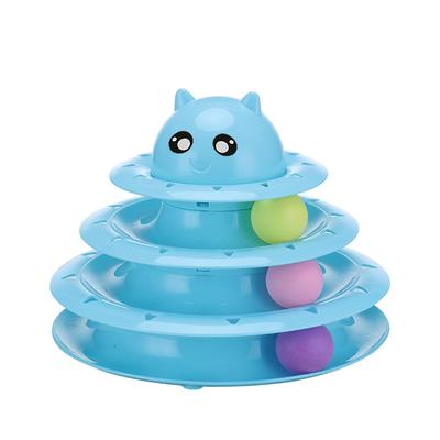 4 Niveaus Huisdier Kat Speelgoed Training Amusement Bord Interactieve Toren Sporen Schijf Kat Intelligentie Nieuwsgierige Bal Viervoudige Schijf