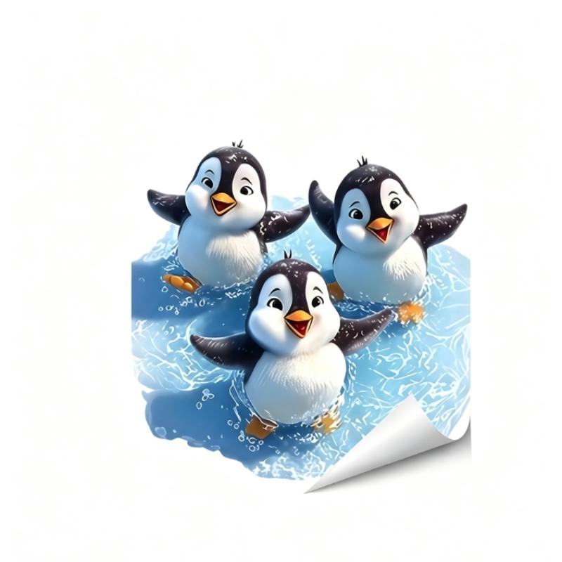 Cute Cartoon Penguin Toilet Lid Stickers Waterproof Self Adhesive For Home Bathroom Decor Diy
