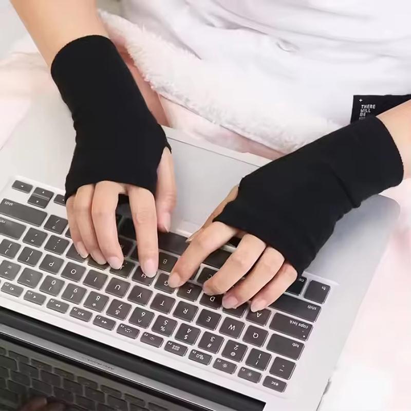 Autumn and Winter Warm German Velvet Half Finger Gloves for Women Soft Skin Suitable for Daily Office Writing Wrist Protection