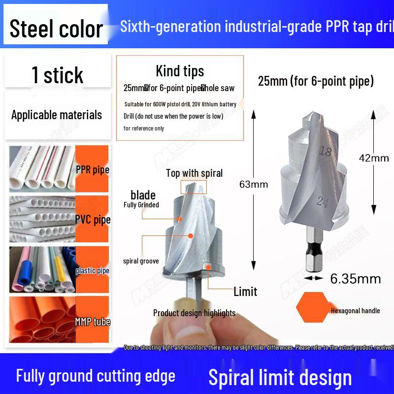 Hex Shank T-Handle Drill Bit and Pipe Reamer Hole Opener