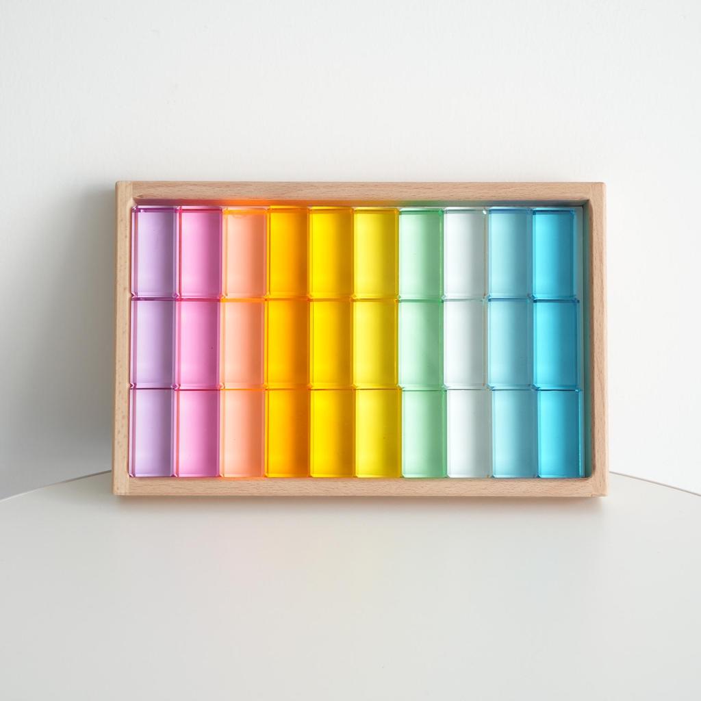 Transparent Rainbow 3D Building Blocks: Educational Acrylic Cubes for Children
