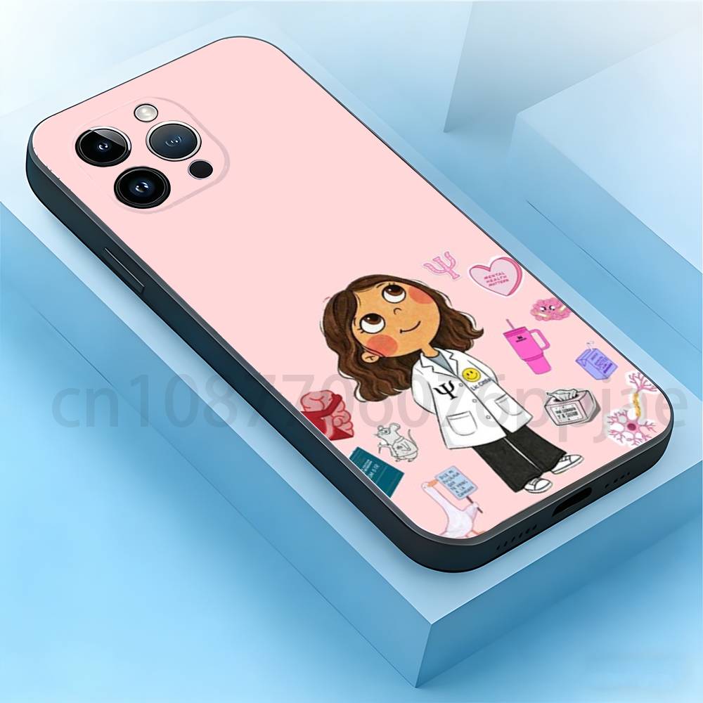

Cartoon Cute Girl Phone Case For iPhone 17,16,15,14,13,12,11,Pro,Max,Plus,Mini, Anti Fall Black Matte Soft Bumper iPhone17pro