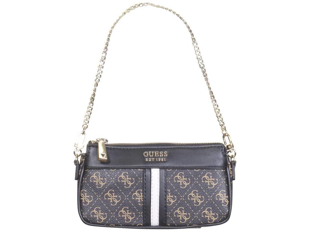 GUESS Kasinta Doppel-Reißverschlusstasche Braun Multi Crossbody,