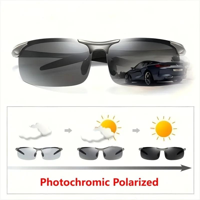 Men's Classic Polarized Fashion Glasses with Stainless Steel Frame - Pochromic Golf Hiking Travel and Fishing Lenses