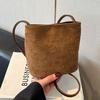 Suede bag women's autumn and winter versatile new matte leopard print shoulder crossbody bucket bag