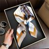 Elegant Yellow Neck Scarf Lemon Print Shawl Breathable Square Silk Scarf  for Women