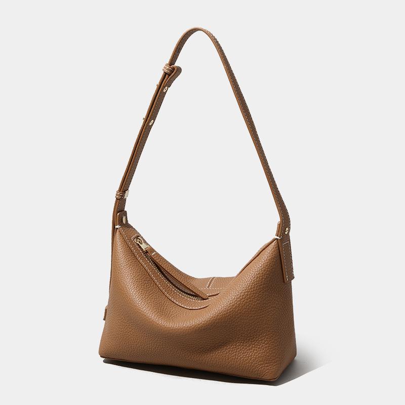 New First-layer Cowhide Hobo Bag, High-end Commuting Versatile Underarm Bag, Niche Design Leather Shoulder Messenger Bag