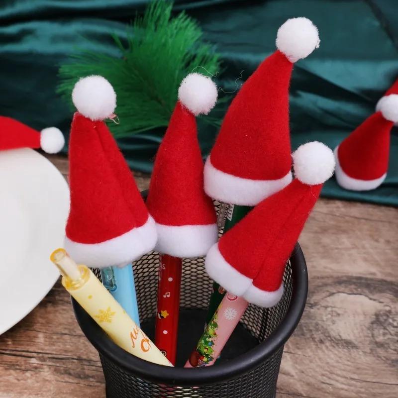 20Pcs/Lot Mini Santa Hat Christmas Wine Bottle Covers Xmas Bottles Holder Table Dinner Decorations