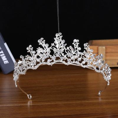 Korean Style Bridal Crown Alloy Crystal Queen Headband Children's Party Birthday Crown Simple Wedding Headdress Hair Accessories