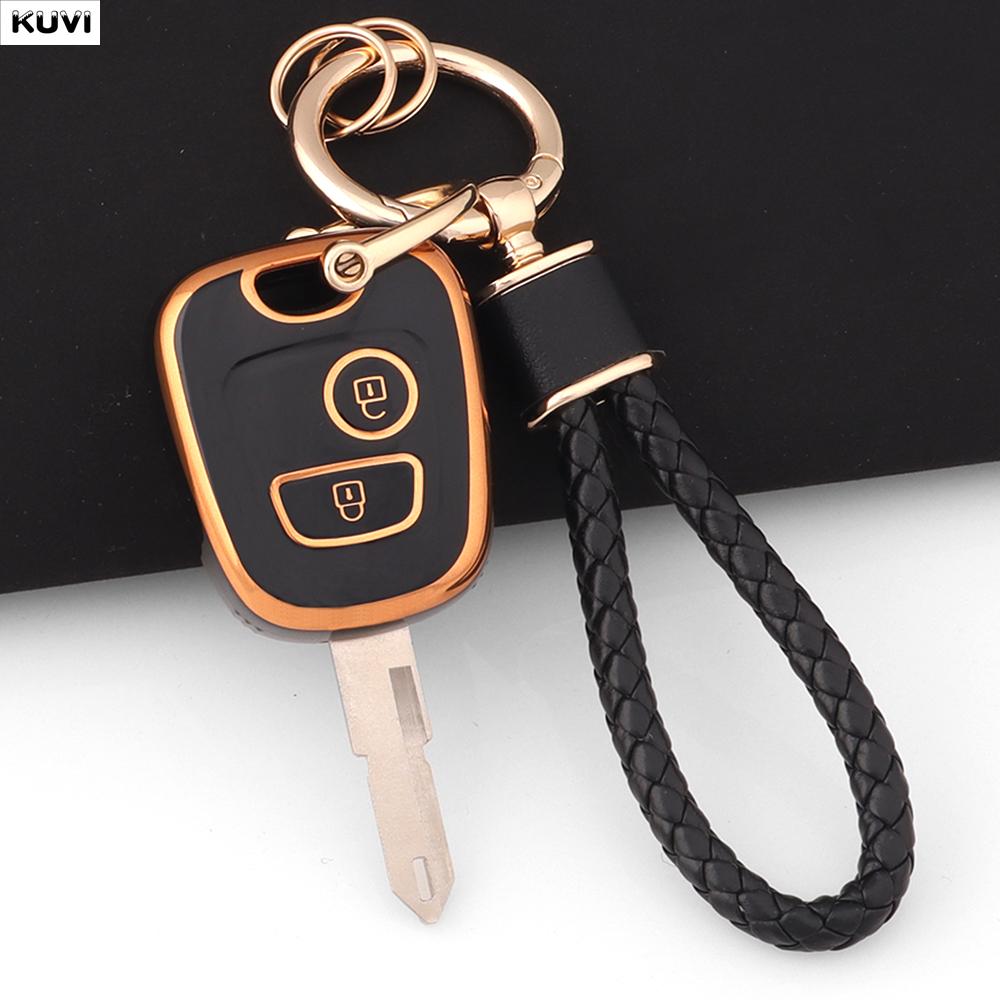 Pink Tpu Car Remote Smart Key Case Cover Shell Fob Keychain For Peugeot 107 206 207 307 For Citroen C1 C2 C3 C4 For Toyota Aygo