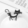 Vintage Pearl Cartoon Cat Enamel Brooch for Women - High-End Corsage Pin