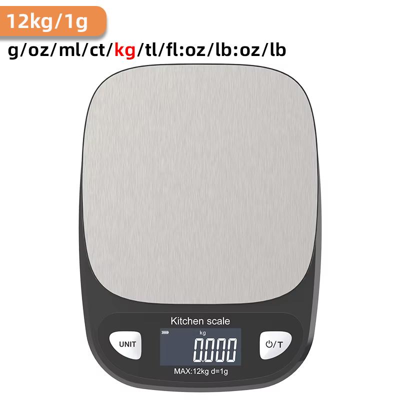 WH-B33 Digital Kitchen Scale 6/12Kg High Precision LCD Electronic Food Scale Stainless Steel Panel Portable Kitchen Tool