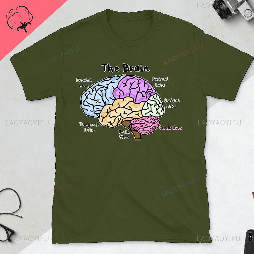 Funny Part of The Brain Color Chart High Quality Tshirt Neurology Print Harajuku Unisex Summer Short Sleeve Gift Tshirt Tops