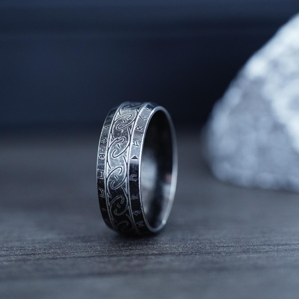 Mote Vintage Enkel Viking Rune Ring for Menn Kvinner Rustfritt Stål Nordisk Keltisk Knute Ringer Par Amulett Smykker