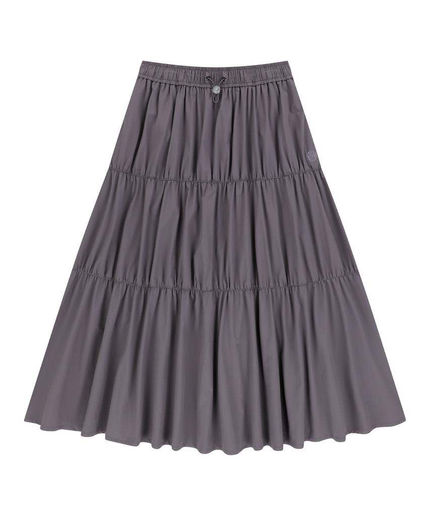 Off Grid Og Woven Stretch Shirred Long Skirt - Dark Grey