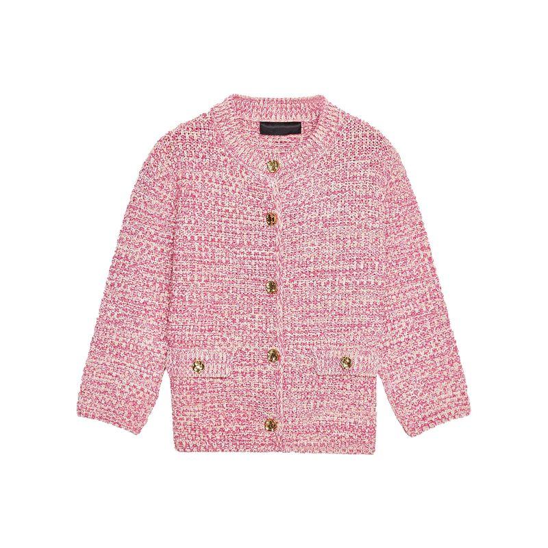 Zaprha 2025 Fall New Fashion Casual Pink 3/4 Sleeve Knitting Cardigan Short Coat Female 6427041