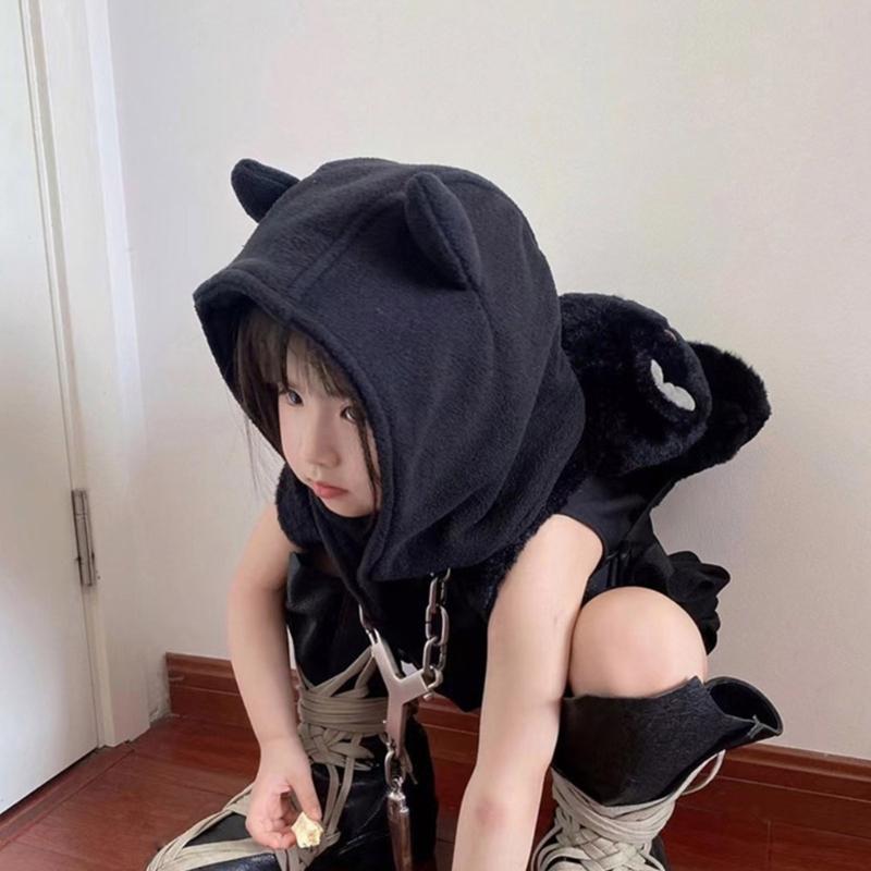 Solid Color Ear Protects Hat Fleece Hat Funny Ox Horn Shape Hat Warm Fuzzy Winter Fleece Hat Birthday Gifts for Adult