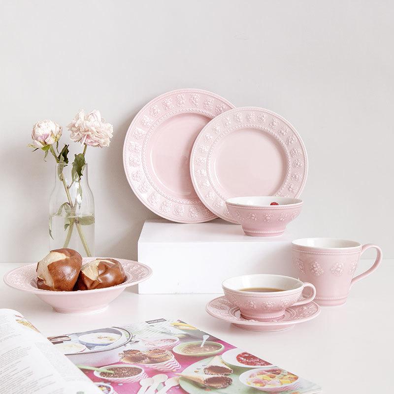 

Оптовая продажа в европейском стиле, домашняя керамическая рельефная тарелка западной кухни, набор глубоких тарелок, фруктовая тарелка, кофейный сервиз, кружка, посуда