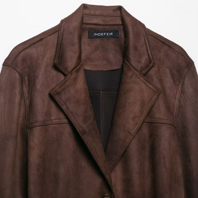 Kaslead New Women Clothes Western Style With Belt Suede Effect Jacket 49682210