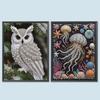 Owl Jellyfish Special Shaped 5D DIY Partial Drill Diamond Painting Kits for Adults Home Decor Diamonds Dots Gem Art Kits 30x40cm
